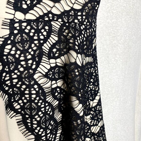 Diane Von Furstenberg Fit & Flare Daniella Lace Panel Mini Dress Cream Black 4 - Picture 11 of 16